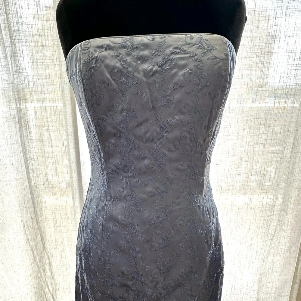 Jessica McClintock Blue Strapless Embroidered Gown Sz 10 Fits 6  NWT Formal Prom - Picture 6 of 13
